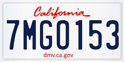 CA license plate 7MGO153