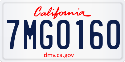 CA license plate 7MGO160