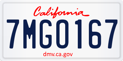 CA license plate 7MGO167