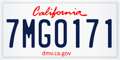 CA license plate 7MGO171
