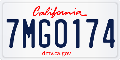 CA license plate 7MGO174