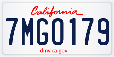 CA license plate 7MGO179