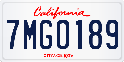 CA license plate 7MGO189