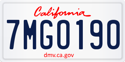CA license plate 7MGO190