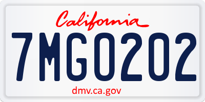 CA license plate 7MGO202