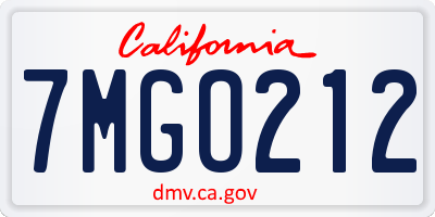 CA license plate 7MGO212