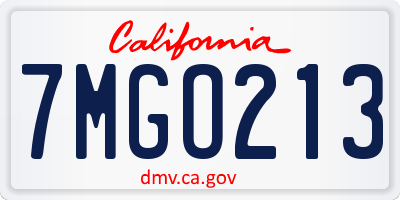 CA license plate 7MGO213