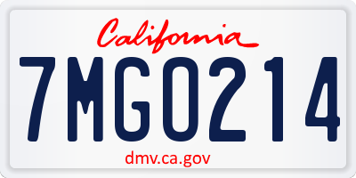 CA license plate 7MGO214