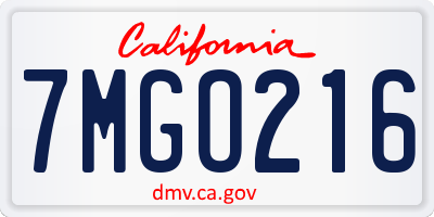 CA license plate 7MGO216