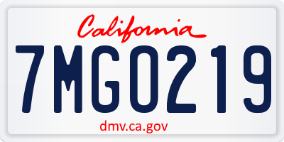 CA license plate 7MGO219