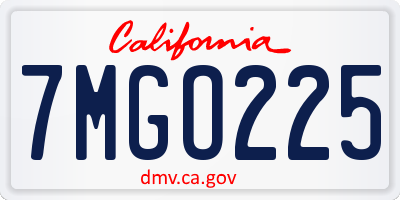 CA license plate 7MGO225
