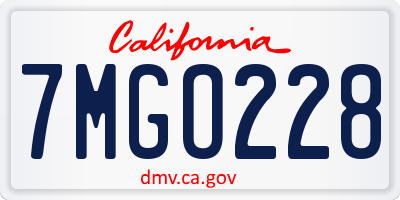 CA license plate 7MGO228