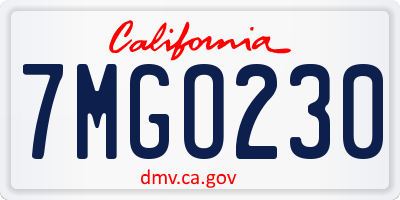 CA license plate 7MGO230