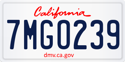 CA license plate 7MGO239