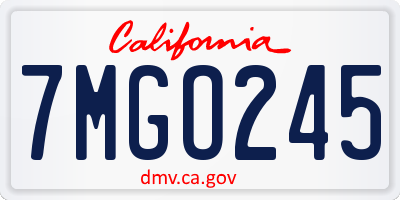 CA license plate 7MGO245