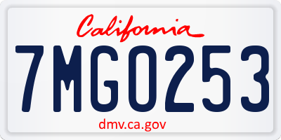 CA license plate 7MGO253