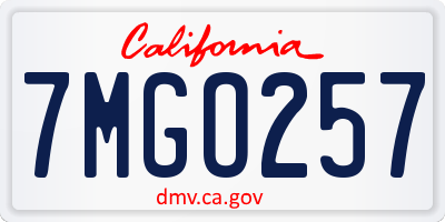 CA license plate 7MGO257