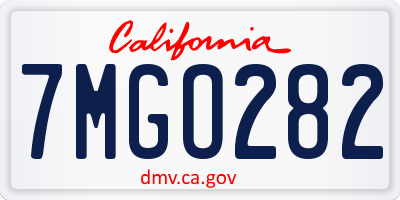 CA license plate 7MGO282