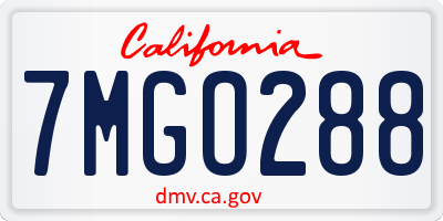 CA license plate 7MGO288