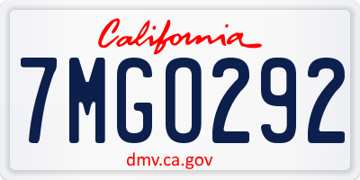 CA license plate 7MGO292