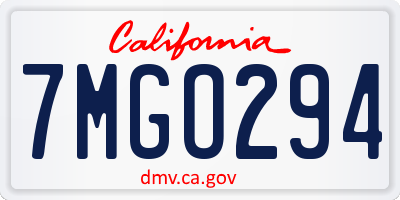 CA license plate 7MGO294