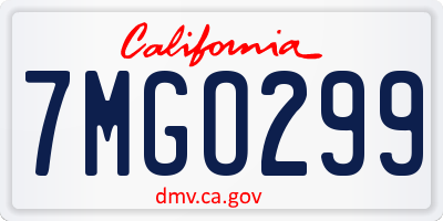 CA license plate 7MGO299