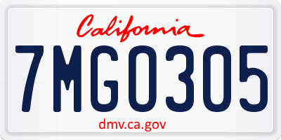CA license plate 7MGO305