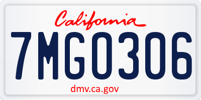 CA license plate 7MGO306