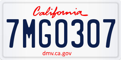CA license plate 7MGO307