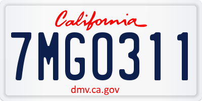 CA license plate 7MGO311