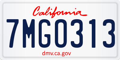 CA license plate 7MGO313