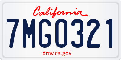 CA license plate 7MGO321