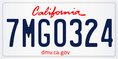 CA license plate 7MGO324