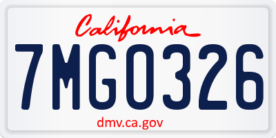 CA license plate 7MGO326