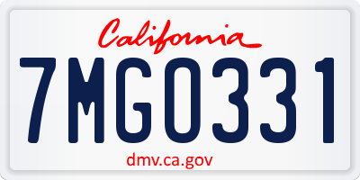 CA license plate 7MGO331