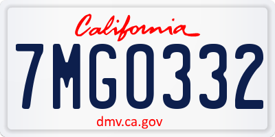 CA license plate 7MGO332
