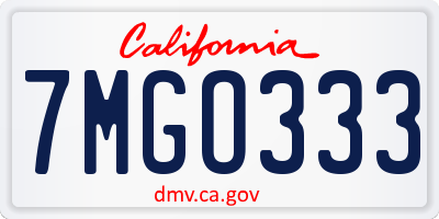 CA license plate 7MGO333