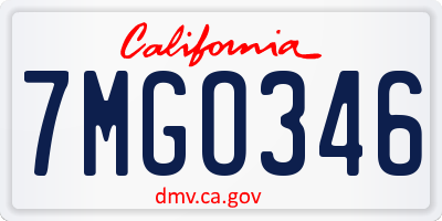 CA license plate 7MGO346