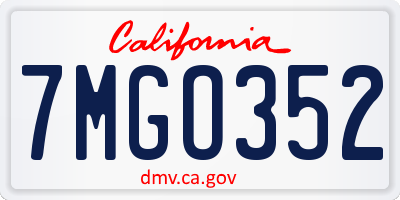 CA license plate 7MGO352