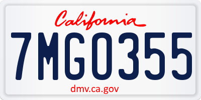 CA license plate 7MGO355