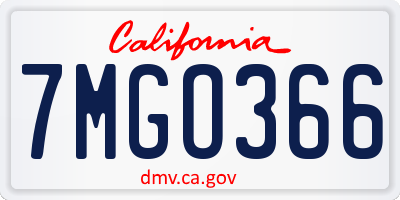 CA license plate 7MGO366