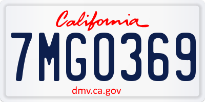 CA license plate 7MGO369