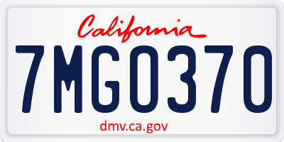CA license plate 7MGO370