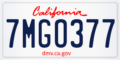 CA license plate 7MGO377