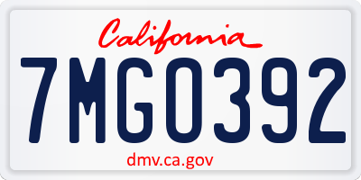 CA license plate 7MGO392