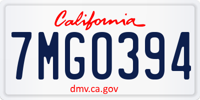 CA license plate 7MGO394
