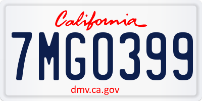 CA license plate 7MGO399