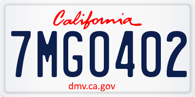 CA license plate 7MGO402