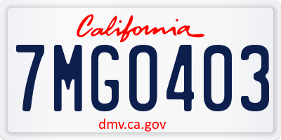 CA license plate 7MGO403