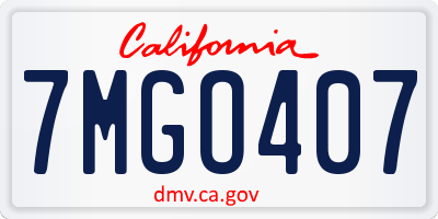 CA license plate 7MGO407